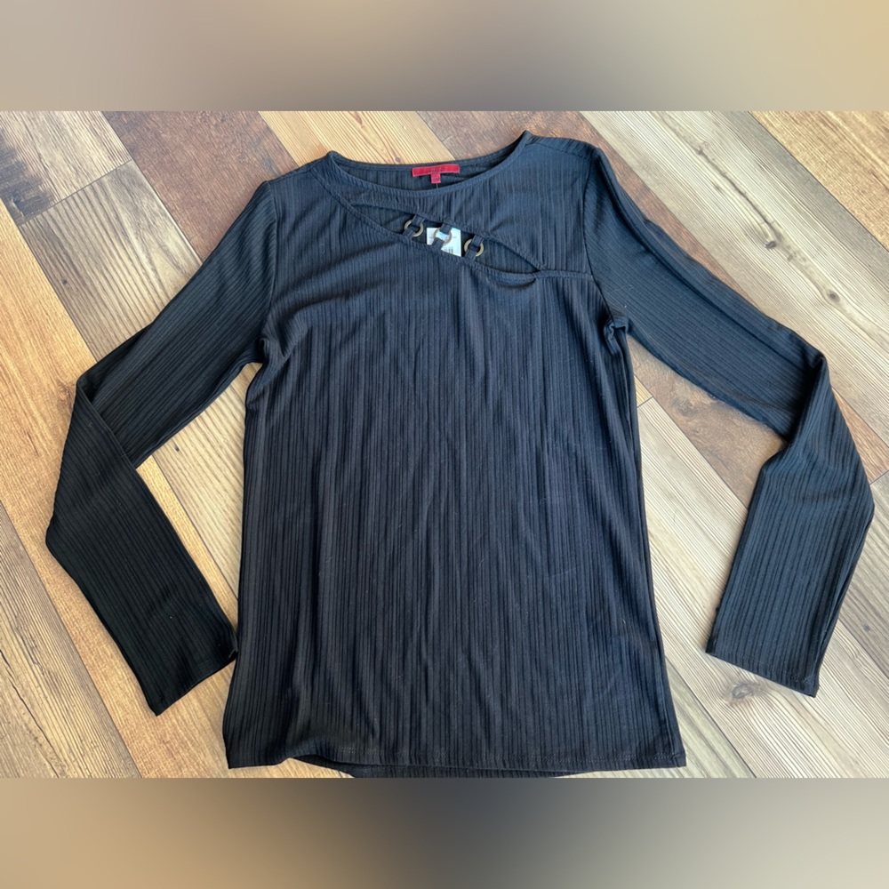 NWT Red by BKE Black Long Sleeve Ribbed Top